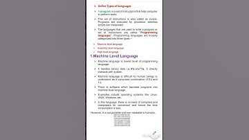 1. Types of  Programming languages