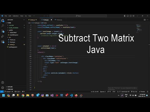 Program to subtract the two matrices in Java Visual Studio Code