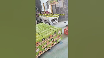 Box palletizing:robots stack food onto trays. #machine #robot #factory #industrial #food