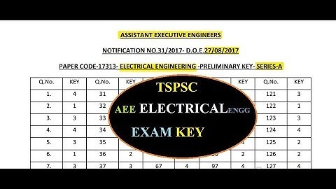 TSPSC ELECTRICAL OFFICIAL PAPER PRELIMINARY KEY 2017 WATCH NOW