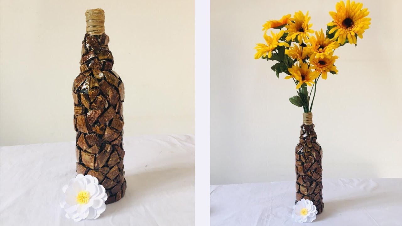 DIY best out of waste glass bottle craft DIY home decoration bottle