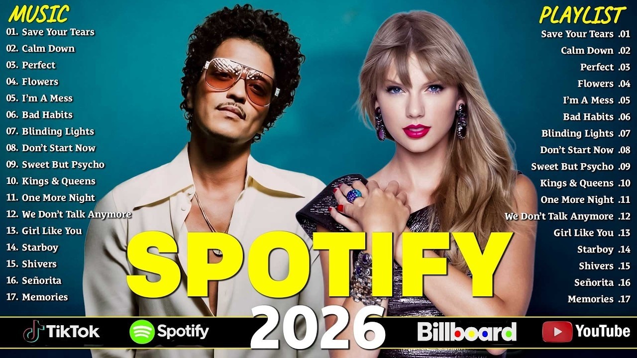レコード Bruno Mars Ed Sheeran Taylor Swift Bruno Mars, Taylor Swift, Dua Lipa, Ed Sheeran, Adele, Maroon 5