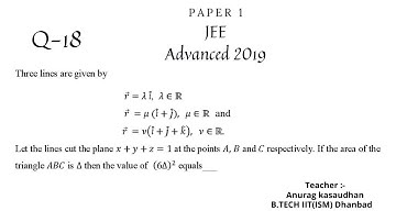 JEE Advanced 2019 Math Paper 1 (Q 18) solution | IIT JEE Maths | #jeeadvanced2019 #projecteducation