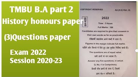 TMBU B.A part 2 history honours paper 3 questions paper exam 2022 session 2020-23 #tmbu