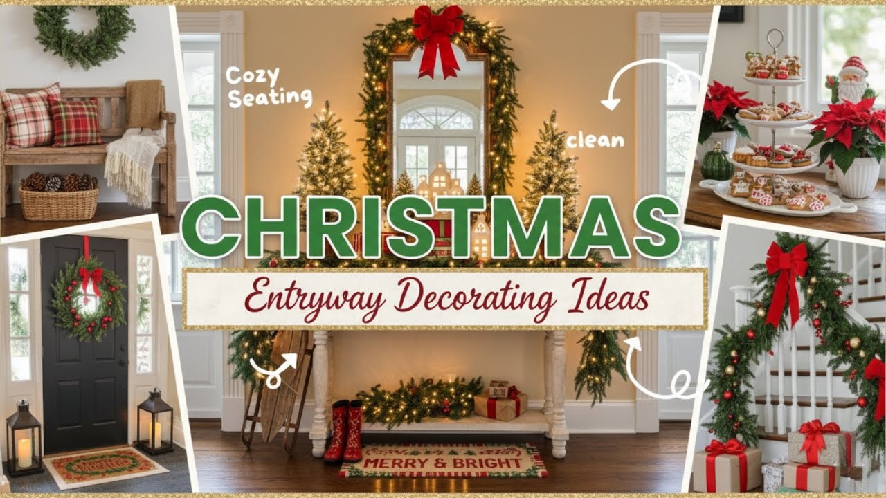 132+ идей для украшения прихожей к Рождеству 2025 | Уютный холл и праздничный дизайн парадного входа