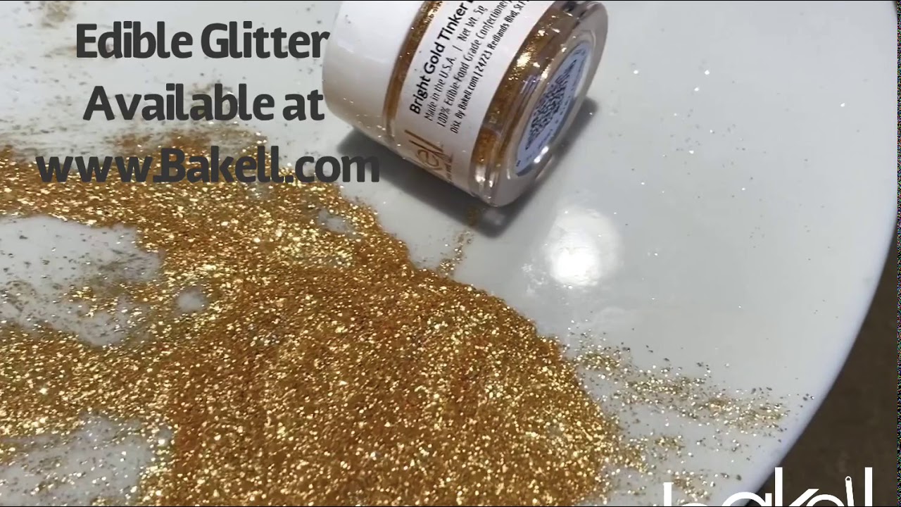 BAKELL Bright Gold Edible Glitter, 25 Grams | TINKER DUST Edible Glitter |  KOSHER Certified | 100% Edible Glitter | Cakes, Cupcakes, Cake Pops