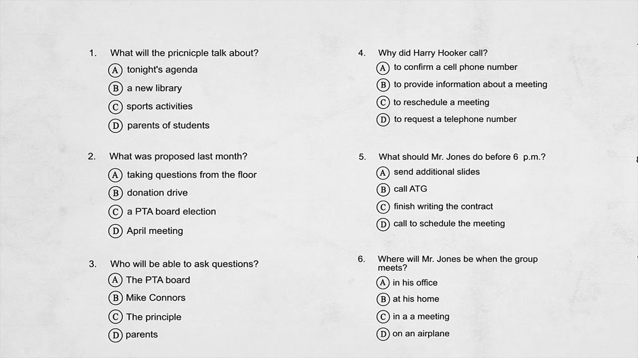 pobre internacional evaluar TOEIC Test - The Short Talk Section - Lesson 4 - The Practice - YouTube