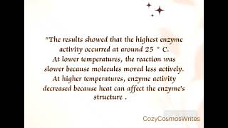 Science discussion on my recent research- Enzyme Activity #discussiononenzymeactivity