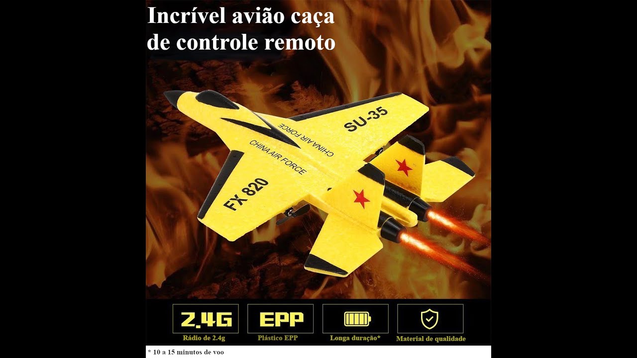 Avião caça FX820 de controle remoto 2.4 GHz de 2 canais– Comprei de Boa