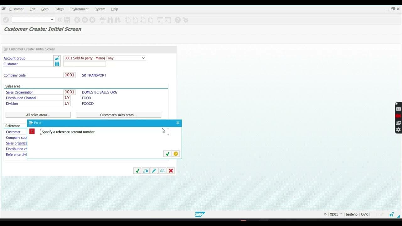 ''Entry J001 0000140000 does not exist in SKB1 '' While create