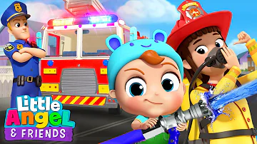 Policeman and Fireman | Baby John | Little Angel And Friends Fun Educational Songs