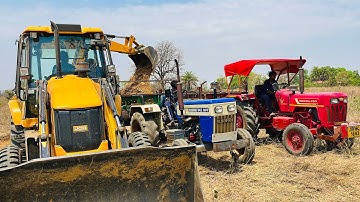 JCB 3dx Xpert Backhoe Machine Loading Mud In Tractors | Mahindra 415 DI | Swaraj 843 XM | Jcb Video