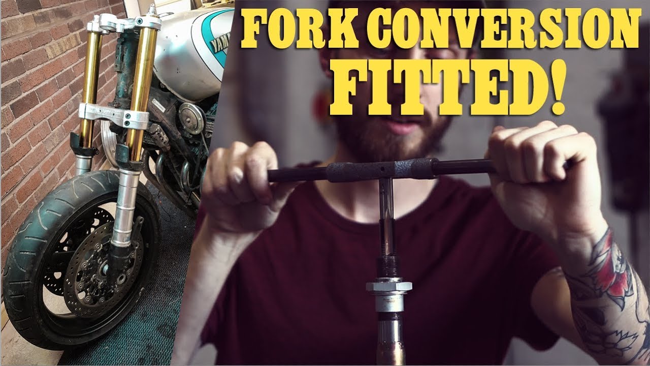 XJ650 Build Part 4 - Fork Conversion - FITTED! - YouTube