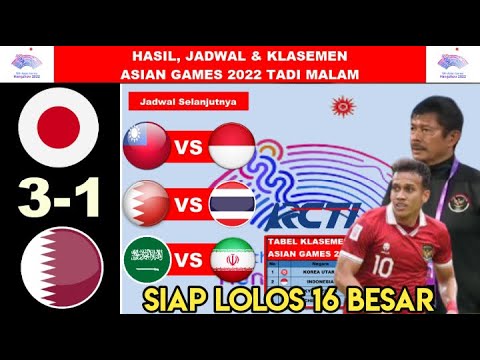 HASIL ASIAN GAMES TADI MALAM||JEPANG VS QATAR 3-1||HASIL, JADWAL &amp; KLASEMEN ASIAN GAMES 2022.