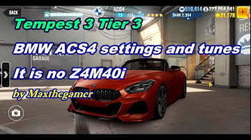 CSR 2 | CSR Racing 2, BMW ACS4 Tempest 3 Tier 3 settings and tunes, It is no Z4M40i!