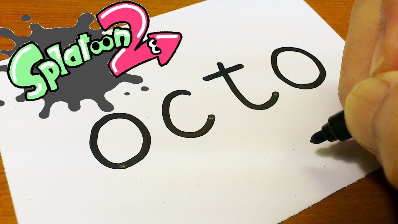 How to turn words OCTO（Splatoon 21 Octo Expansion）into a Cartoon - How to  draw doodle