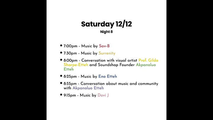 A Festival of Lights and Sounds 2020: Saturday 12/12