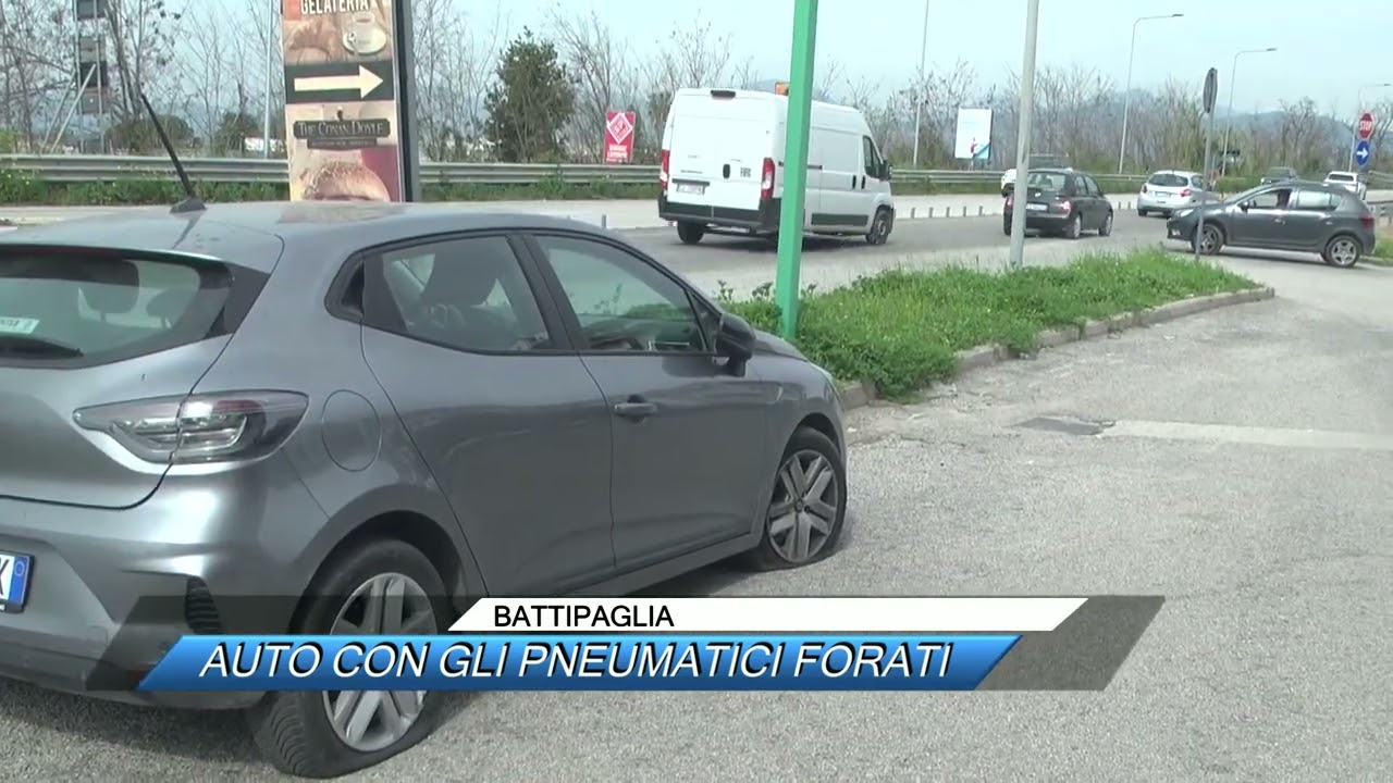✅BATTIPAGLIA, AUTO CON GLI PNEUMATICI FORATI  |SUD TV 114|