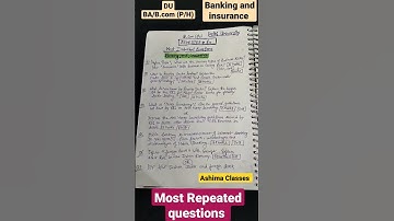 DU SOL| Banking and insurance important questions | BA/B.com (P/H) | sem 6 | Ashima Classes