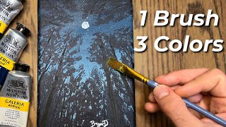 Easy Moonlight Forest Acrylic Painting | Perfect for Beginners