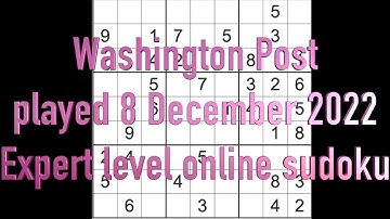 Sudoku solution Washington Post sudoku Played 8 December 2022 Expert level