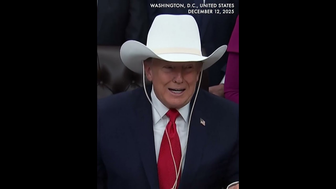 MOMENT: Trump dons cowboy hat in Oval Office while honoring 'Miracle on Ice' players