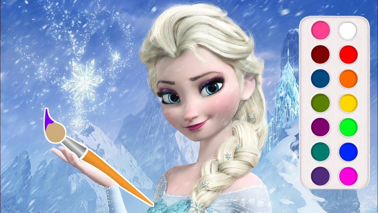 Coloring Frozen Elsa | Coloring Disney World | Coloring Disney Princess ...
