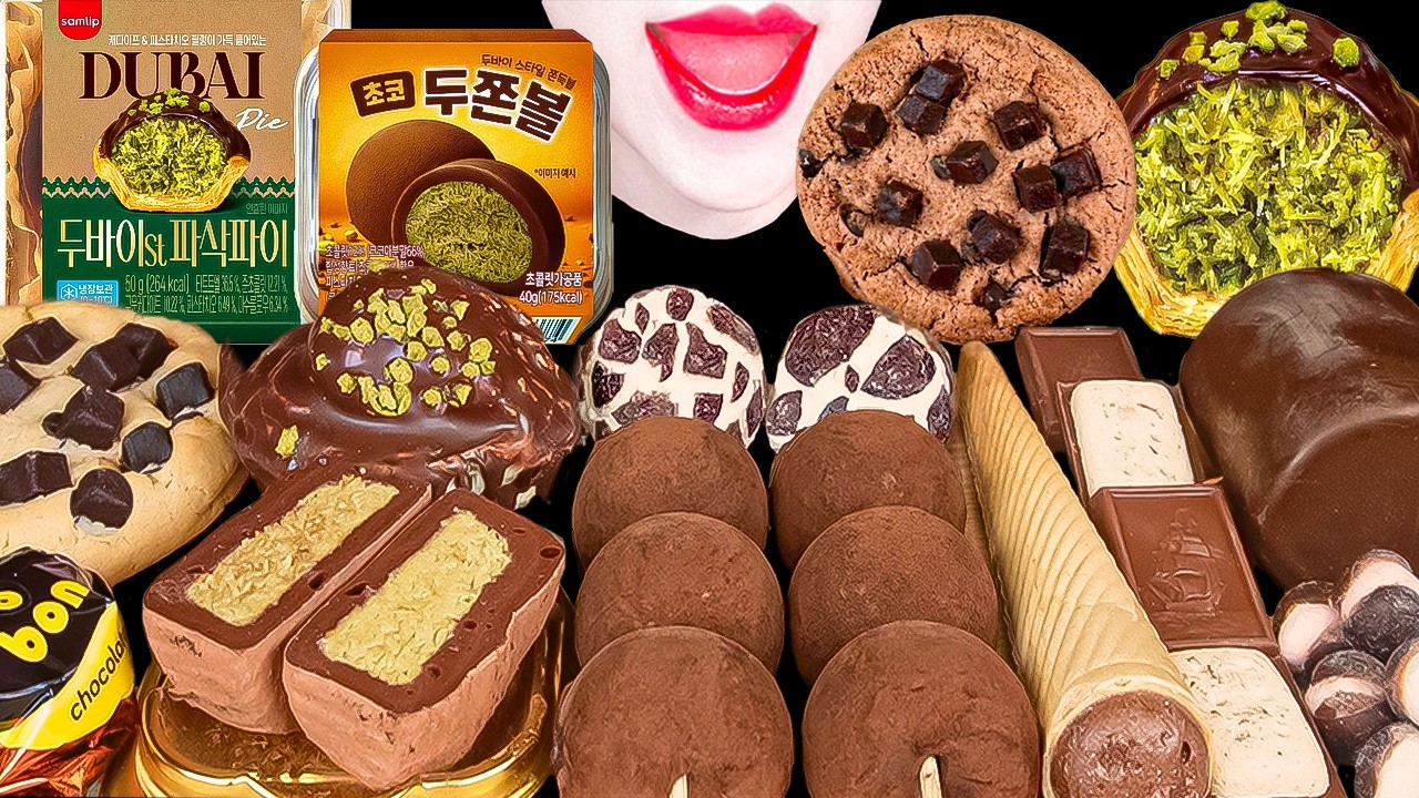ASMR 두바이 초콜릿 파티🍫편의점 신상 두쫀볼, 파삭파이, 찹쌀떡 DUBAI CHOCOLATE DESSERTS  EATING MUKBANG