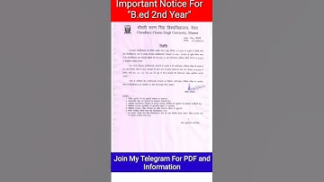 B.Ed Practical Date Declared 🔥🔥|| 📌Important Notice by CCS University💥|| For B.ed 2nd Year#bed#ccsu