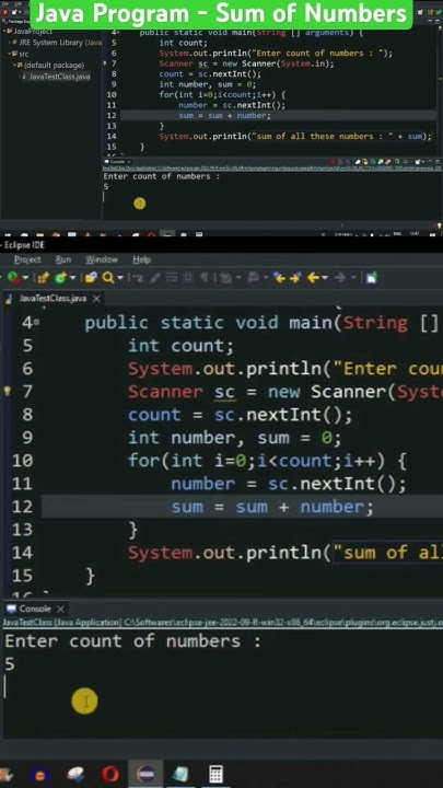 Java Program - Find Sum of Numbers in Java #java #shorts - YouTube