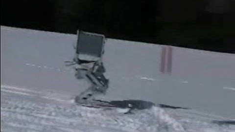 Skiing Robot Races Down Snow Slope