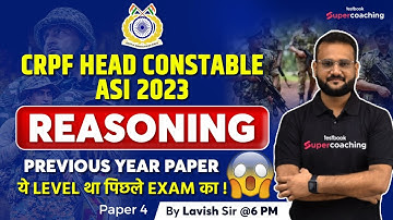 CRPF Head Constable Previous Question Paper | Reasoning | CRPF ASI Solved Paper | Part 4 |Lavish Sir