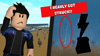 I NEARLY GOT STRUCK BY LIGHTNING IN BLOXBURG!! (Bloxburg Lightning Trophy!!) #RoadTo10k