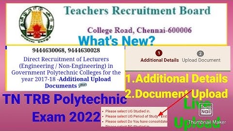 How to upload Additional details and Document Polytechnic TRB 2022/TRB lastest News 2022/Upload Live