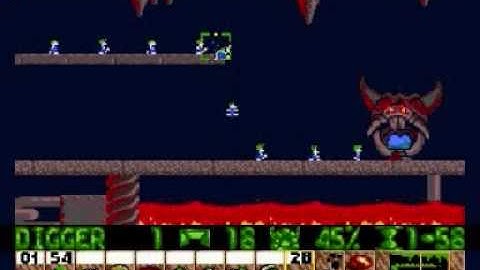 Lemmings Genesis/Mega Drive Walkthrough: Tricky Level 1