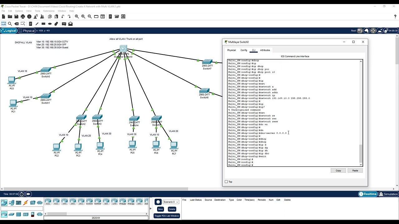 Create a Network and configure multi-VLAN Step by Step Part06 (Create DHCP)