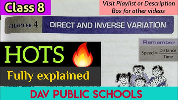 DAV class 8 maths chapter 4 Direct and Inverse Variation  - HOTS 🔥