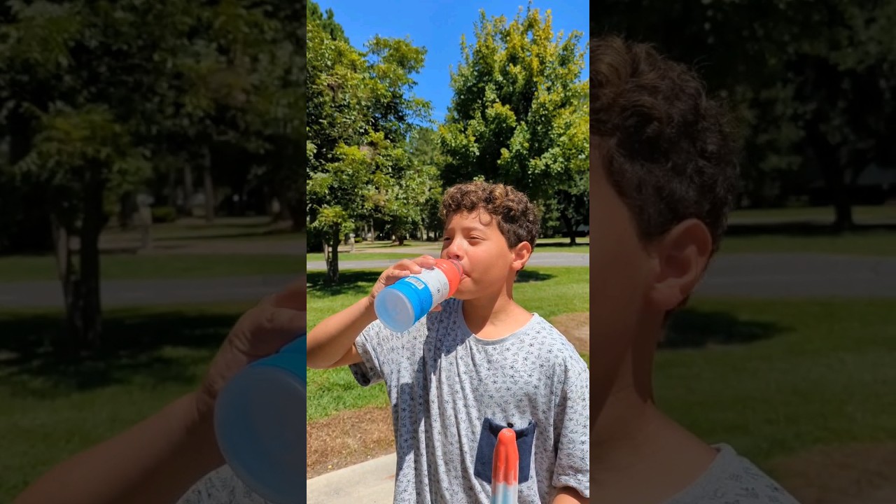 Trying ice pop Prime with a Bomb Pop! 