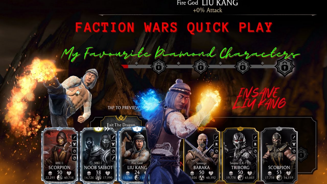 MK Mobile Faction Wars Quick Play + Fusion Boost - My Favourite Diamond Characters Gameplay Battle.