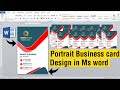 Portrait business card Design in Ms word Tutorial || Visiting Card Design in Ms word