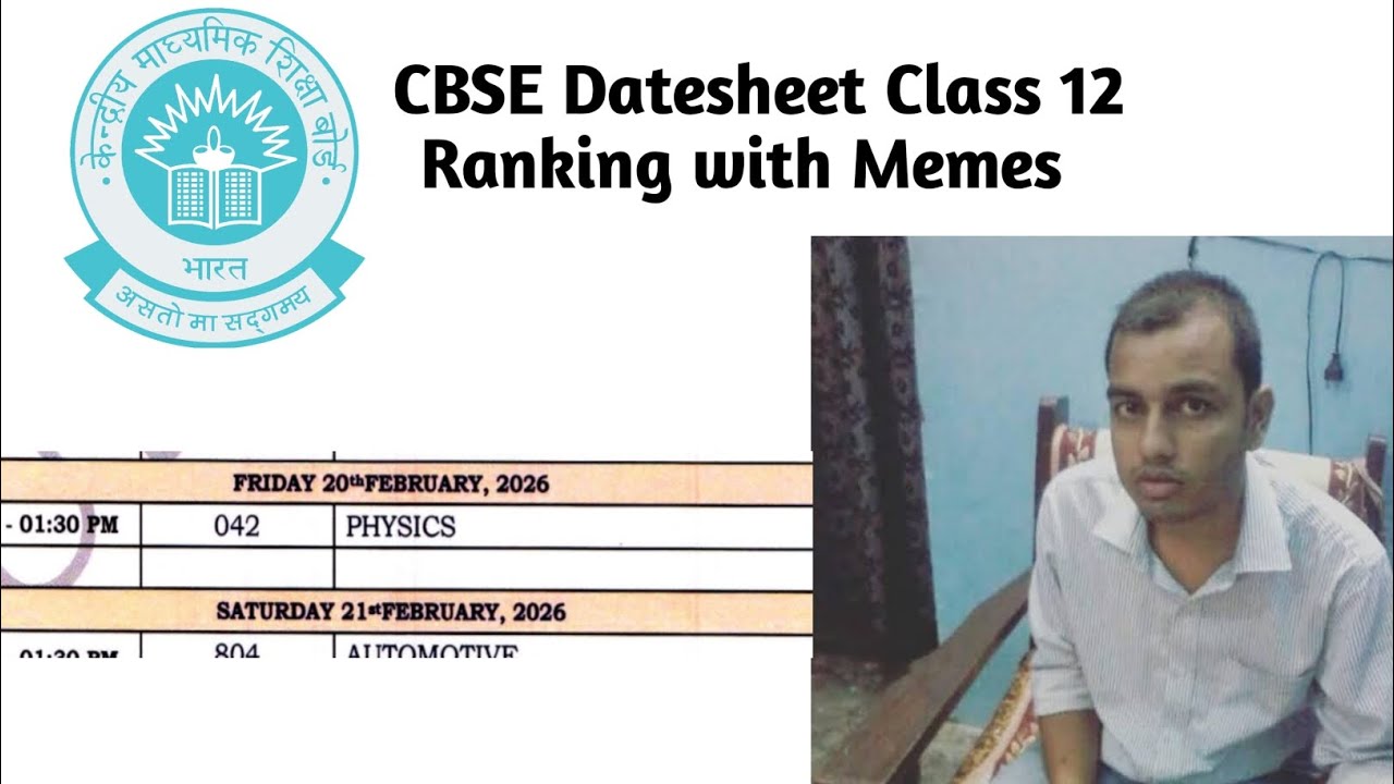 Ranking CBSE Class 12th Board Datesheet 2026 With MEMES | Part - 1 