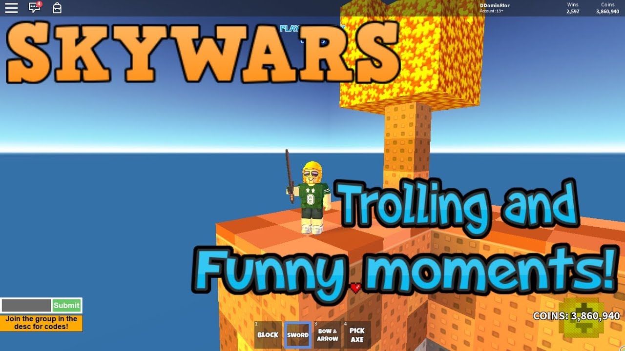Roblox Skywars Trolling Funny Moments Youtube - skywars in roblox