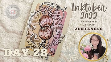 Day 28 Inktober 2022 Zentangle pattern #POPPINS #mooka 禪繞畫 #1861 by Eva Wu ゼンタングル ATC tile