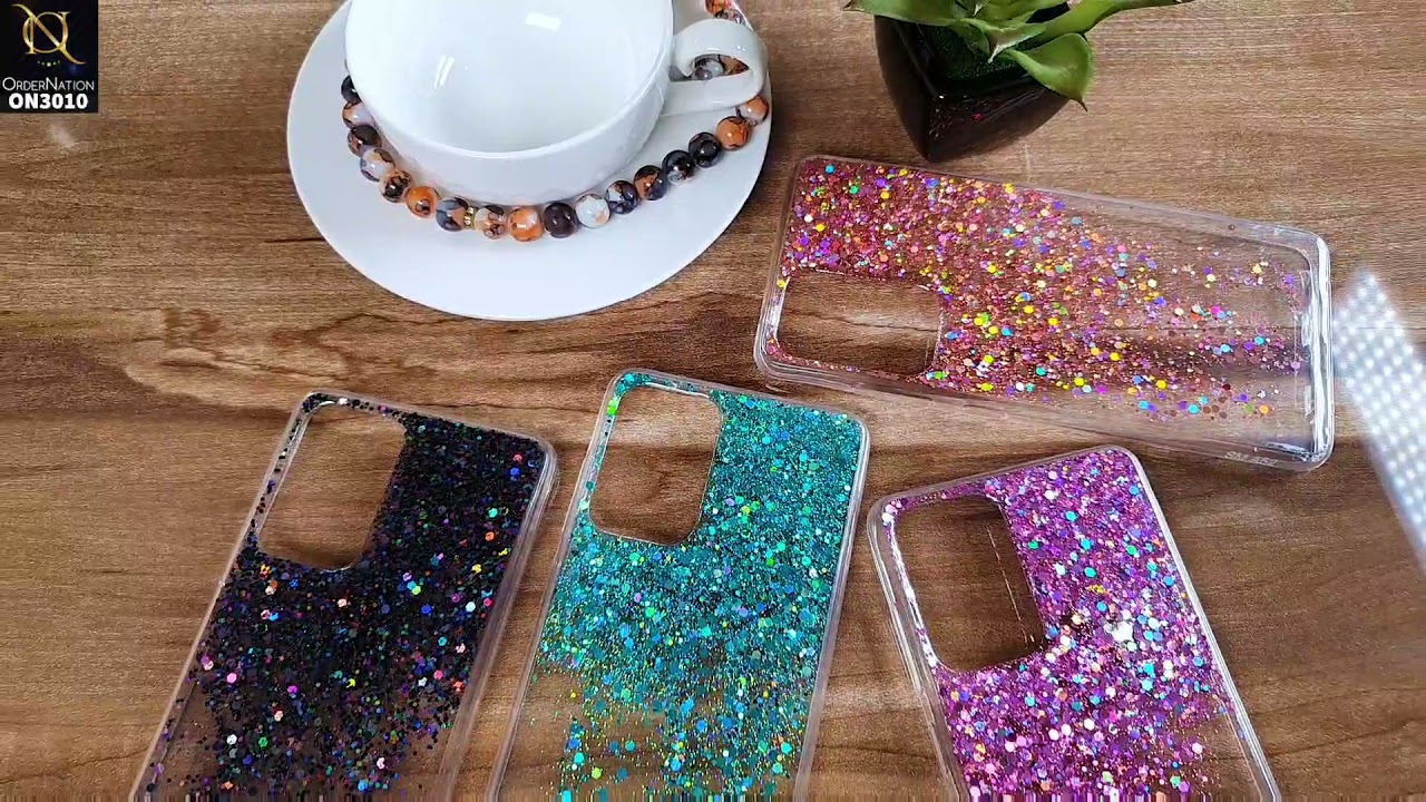 Samsung Galaxy A52 Cover - Black - Dry Sparkling Bling Glitter Soft Silicone Case (Glitter Does Not Move)
