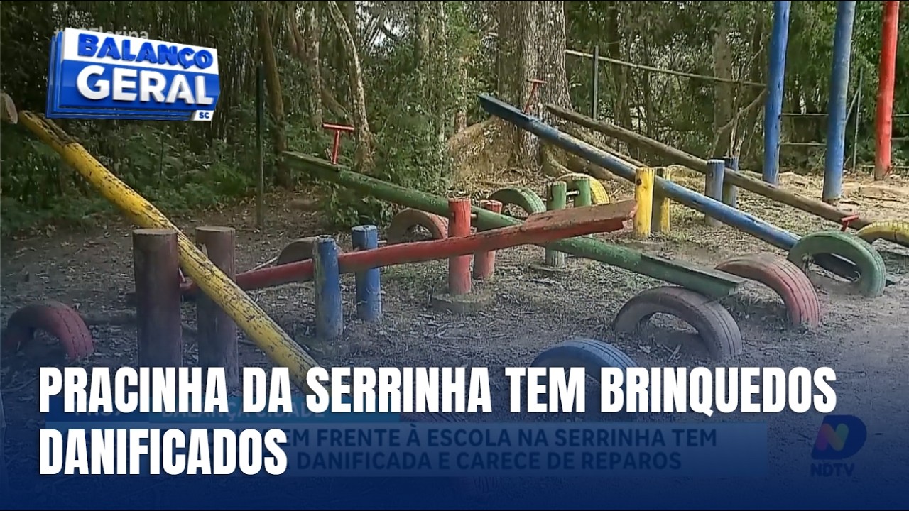Parque infantil na Serrinha tem brinquedos deteriorados e oferece riscos
