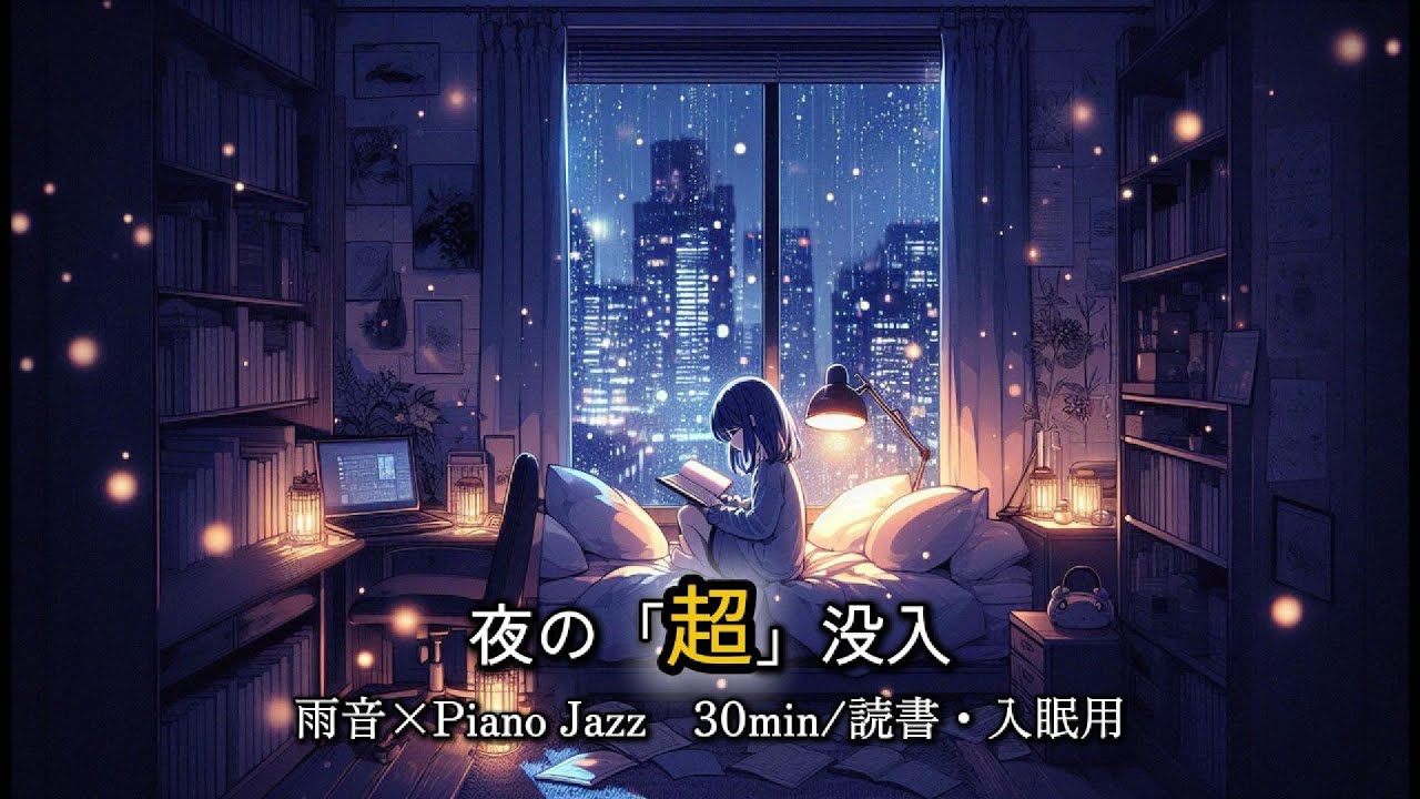 【夜の「超」没入30分】雨音とピアノジャズで深く自分を整える｜読書用・作業用BGM・睡眠導入
