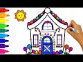 Drawing and coloring candy halloween house