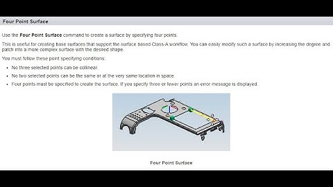 Four point surface command to create surface by specifying four points in shape studio in nx Siemens