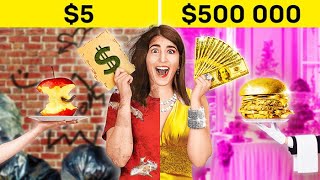 ⁣DESAFÍO DE $5 VS. $50 000 | ¡El JET PRIVADO más caro del mundo! Rica vs. pobre por 123 GO! CHALLENGE