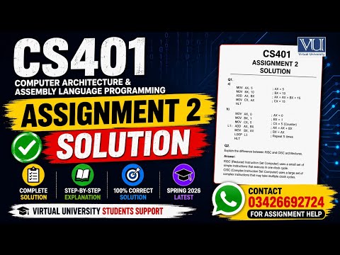 CS401 Assignment 2 Solution Spring 2026 | 100% Correc#VUAssignmentst Solution | VU CS401